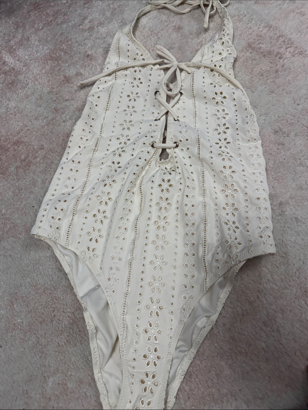 Topshop cream eyelet bathing suit